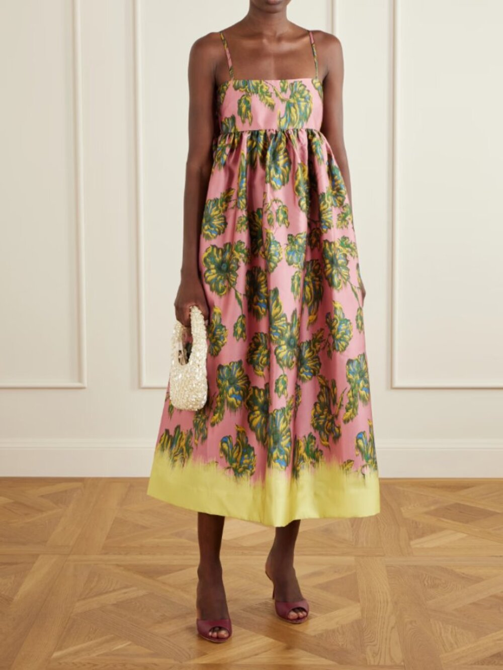 ALÉMAIS Faye tie-detailed floral-print twill midi dress SZ 8